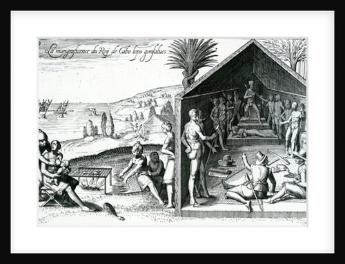 The king receiving European visitors, Cape Lopez, Gabon, Africa, 16th century by Theodor de Bry