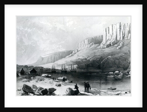The Arctic Squadron in Leevely harbour, Island of Disco, Coast of Greenland, 1855 by English School