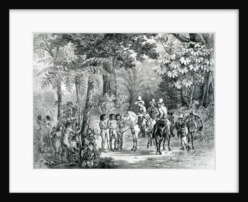 Meeting of the Indians with the European Explorers from 'Picturesque Voyage to Brazil', 1827-35 by Johann Moritz Rugendas