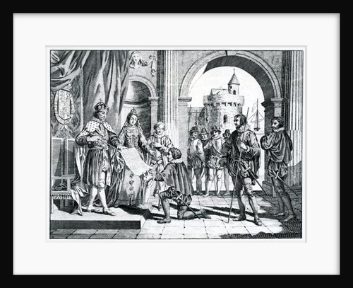 Christopher Columbus presenting an account of his discovery of America to the King and Queen of Spain by Charles Grignion