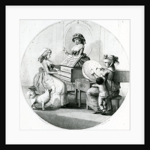 Morning Employments, Three Young Girls with Spinet and Embroidering by Henry William Bunbury