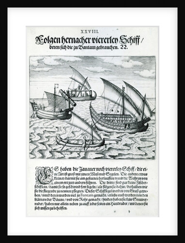 Four Sailing Boats from 'India Orientalis', 1598 by Theodor de Bry
