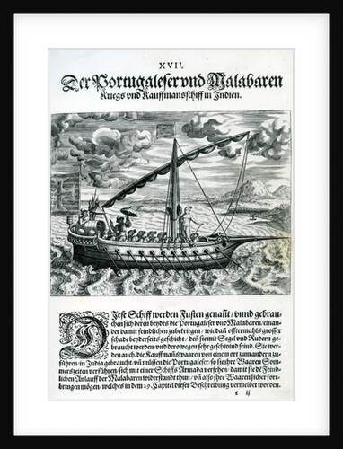 Ship from 'India Orientalis', 1598 by Theodor de Bry