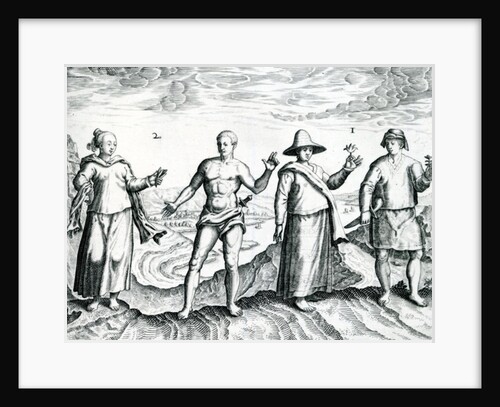 Two men and Two women from 'India Orientalis', 1598 by Theodor de Bry