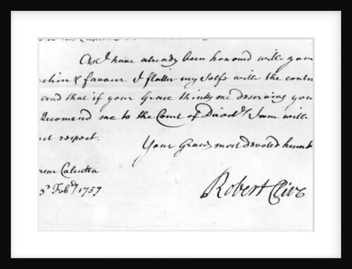 Signature of Robert Clive 1757 by Anonymous