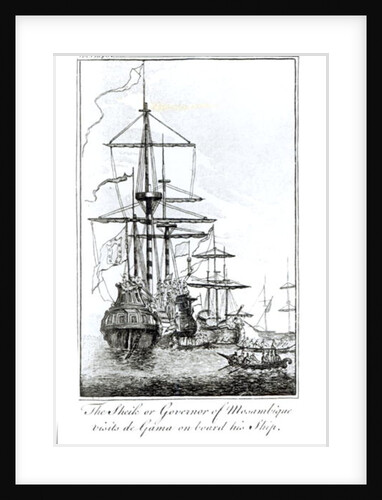 The Sheik or Governor of Mozambique Visits da Gama on Board his Ship; by English School