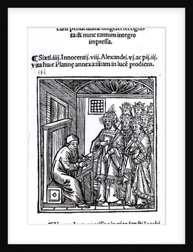 Bartolommeo de' Sacchi writing 'Historia de Vitis Pontificum Romanorum', 1505 by Italian School
