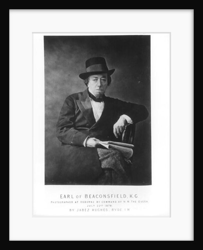 Benjamin Disraeli, 1st Earl of Beaconsfield photographed by Jabez Hughes at Osborne House, Isle of Wight by English Photographer