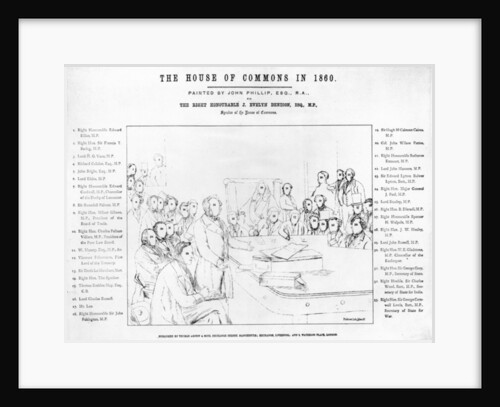 The House of Commons in 1860: Lord Palmerston Addressing the House during the Debate on the Treaty with France, plan of the portraits by John Phillip (after)