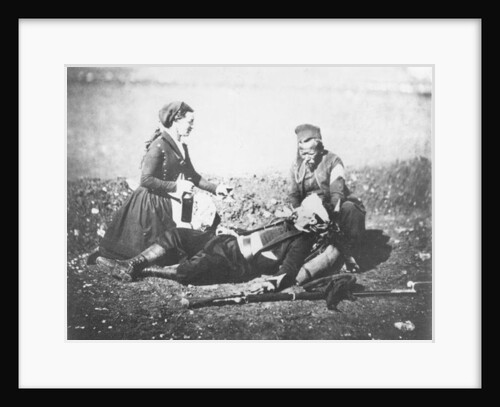 A Nurse Tending a Wounded Man in the Crimea, c.1855 by English Photographer