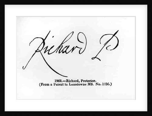 Reproduction of the signature of Richard Cromwell Lord Protector by Anonymous