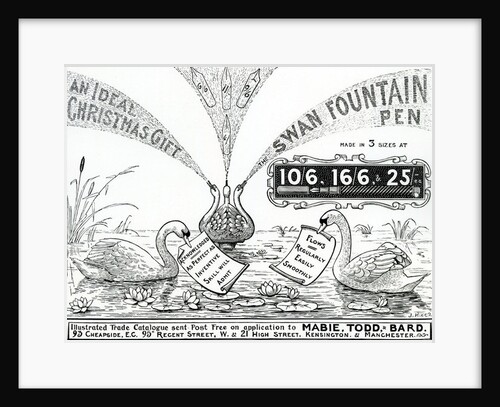 Advert for Swan Fountain Pens, from an Illustrated Trade Catalogue, c.1900-10 by Anonymous