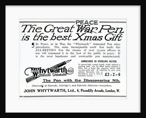 Advertisement 'The Great War Pen is the best Xmas Gift' by Anonymous