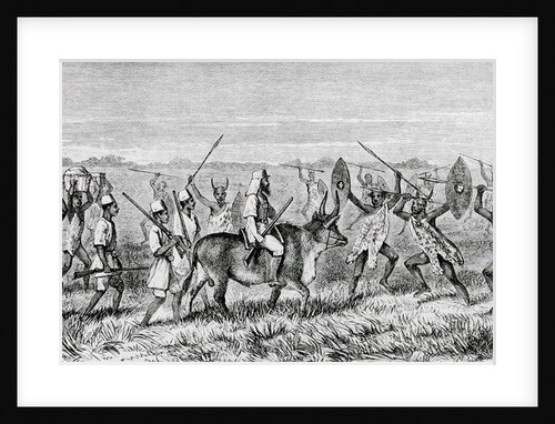 The Start from M'rooli for the Lake with Kamrasi's Satanic Escort by Samuel Baker
