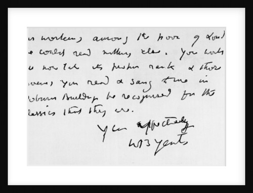 Extract from a letter written by W. B. Yeats by Anonymous