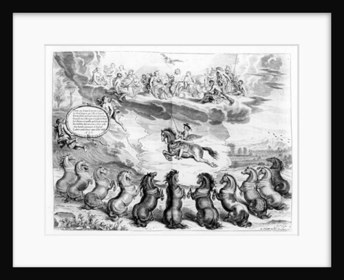 The Marquess of Newcastle riding on Pegasus before an assembly of the Greek Gods and receiving the salutes of earthly horses by Abraham Jansz. van Diepenbeeck