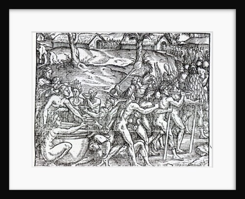 Procession of natives drinking and smoking by Jacques (d.1587/88) (after) Le Moyne