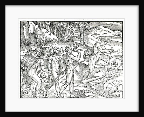 Indian Natives Making Fire After Hunting by Jacques (d.1587/88) (after) Le Moyne