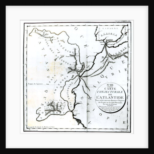 No. III Conjectural Map of the Island of Atlantis, drawn by Bory of St-Vincent and engraved by E. Collin by French School