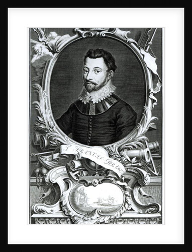 Portrait of Sir Francis Drake engraved by Jacobus Houbraken by English School