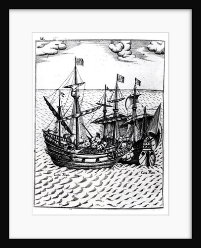 Capture of the the Spanish galleon the Cagafuego by the Golden Hind leaded by Francis Drake in march 1579 by Unknown Artist