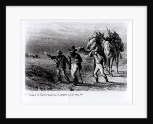 The Return of Burke, Wills, and King to Cooper's Creek, 1st March 1838 by Australian School