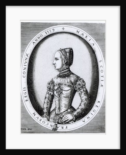 Portrait of Mary Queen of Scots engraved by Hieronymus Cock 1559 by English School