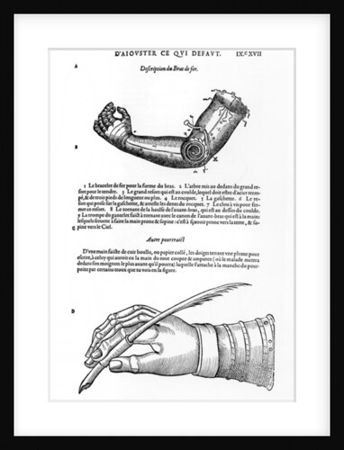 Description of a mechanical iron arm and hand by French School