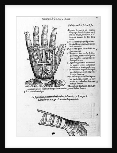 Description of a mechanical iron hand by French School