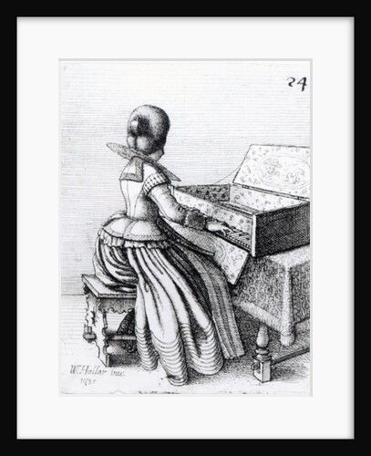 Woman Playing at a Keyboard, 1635 by Wenceslaus Hollar