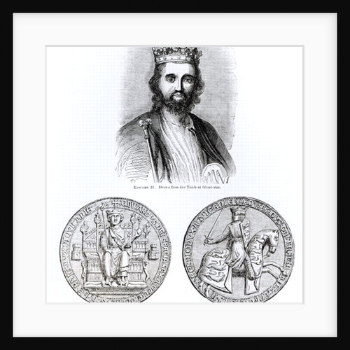 Edward II drawn from the Tomb at Gloucester, and the Great Seal by English School