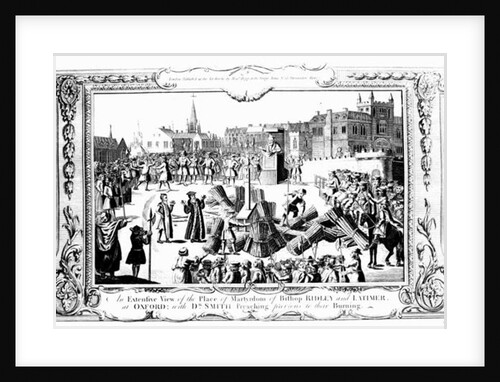 An Extensive View of the Place of Martyrdom of Bishop Ridley and Latimer at Oxford with Dr. Smith Preaching Previous to their Burning by English School