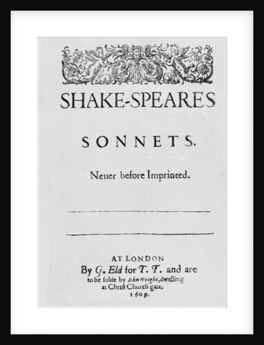 Title-page of Shakespeare's Sonnets, 1609 by English School