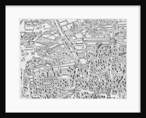 Detail of London Wall East of Smithfield from Civitas Londinium by Ralph Agas