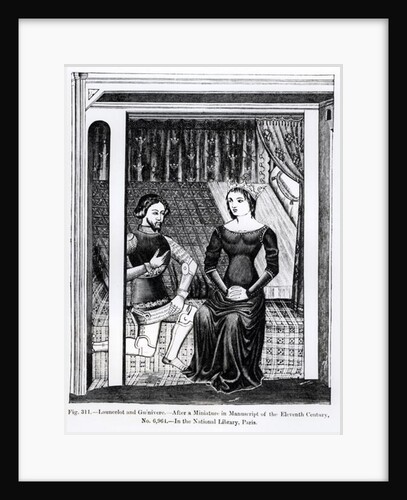 Lancelot and Guinivere, from a manuscript containing the Arthurian Legend by French School