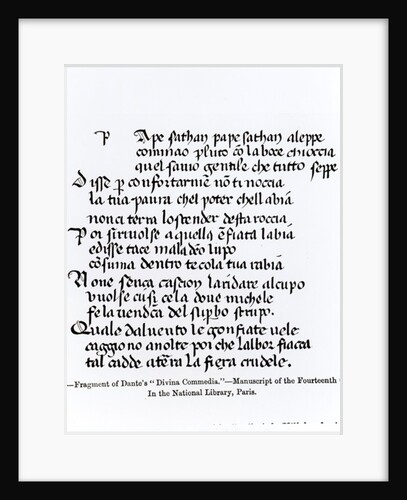 Fragment of Dante's 'Divina Commedia' by Italian School