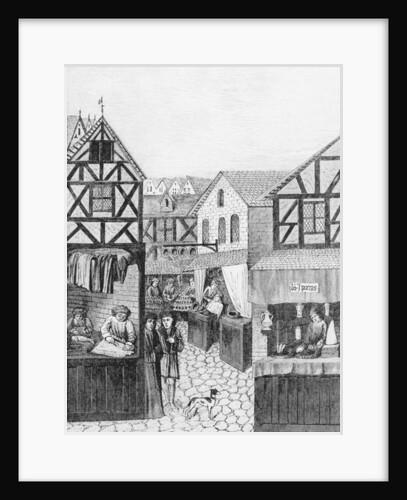 Shops in an Apothecary's Street: Barber, Furrier and Tailor by French School