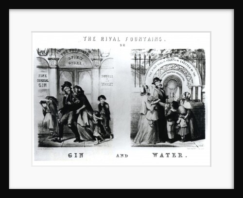 The Rival Fountains or Gin and Water by George Cruikshank