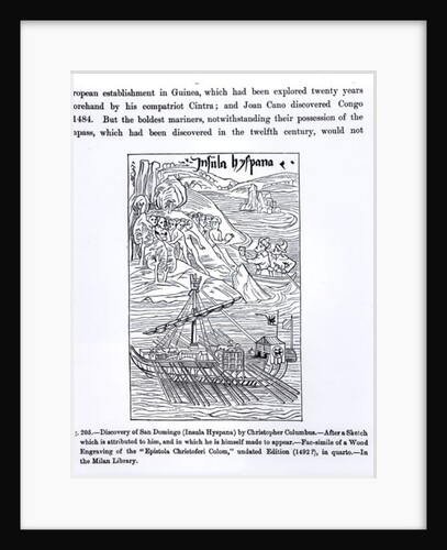 Discovery of San Domingo, from, 'Science and Literature in the Middle Ages and Renaissance', written and engraved by Paul Lacroix, 1878 by Christopher Columbus