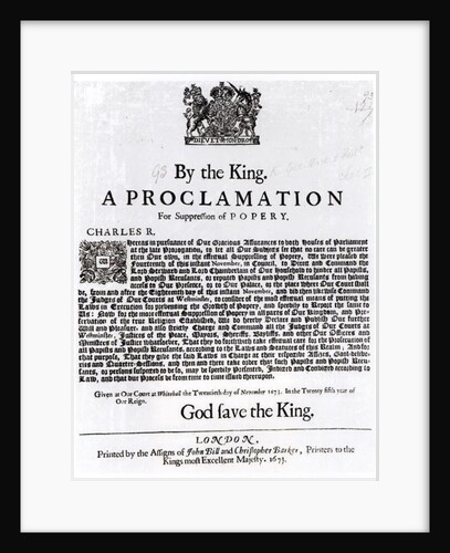 Royal Declaration, 1675 by English School
