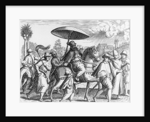Portuguese officials in India, 1599 by Theodor de Bry