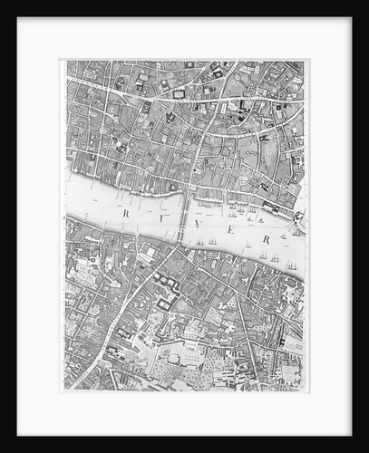 A Map of Old London Bridge, London, 1746 by John Rocque