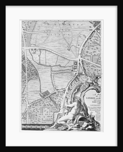 A Map of St George's Fields and Newington Butts, London, 1746 by John Rocque