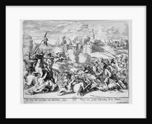 The garrison at Enniskillen defend the town from James II, 1689 by Adriaan Schoonebeek