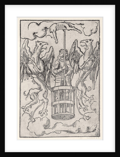 Alexander the Great carried into the air by two griffins, c.1525 by German School
