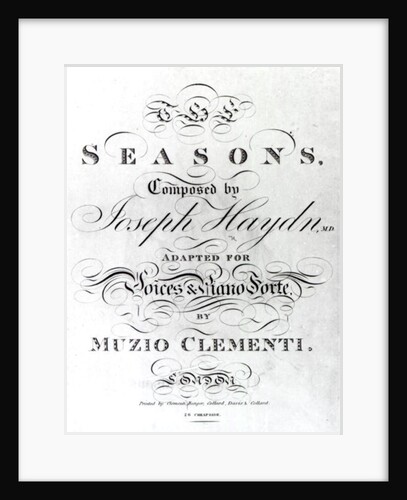 Cover of the score sheet of 'Seasons' by Joseph Haydn by English School