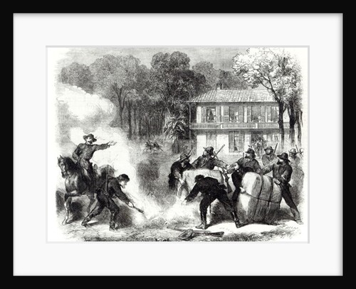 Confederate cotton burners near Memphis surprised by Federal scouts during the American Civil War, 1862 by Frank Vizetelly