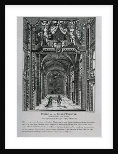 Interior of the Duke's Theatre in Lincoln's Inn Fields during the reign of King Charles II, 1809 by English School