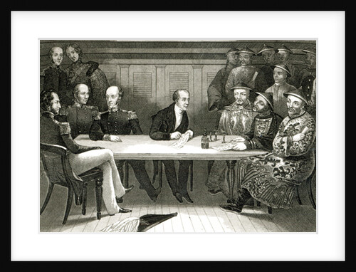 A conference at Chusan between Commodore Bremer and Chang, a Chinese official, on board the HMS Wellesley, 4th July 1841 by German School