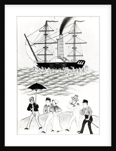 English Steamship at Canton, 1840 by French School